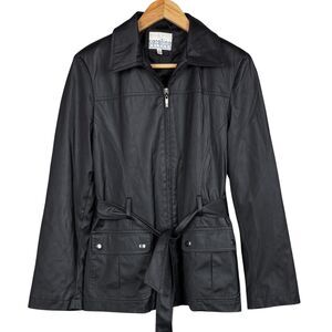 Carolina Colours Womens Jacket Water Resistant Lined Belted Pockets Small Goth‎